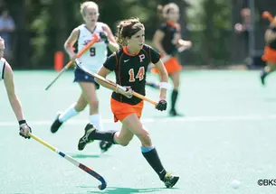Princeton’s field hockey team is fortified by the return of Olympians Katie Reinprecht ’13, center, and Julia Reinprecht ’14, along with Kathleen Sharkey ’13 and Michelle Cesan ’14, all of whom spent last year playing with the U.S. national team