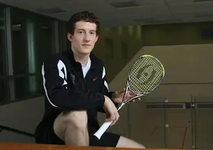 Last year, Todd Harrity ’13 became the first American player in 21 years to win the national college squash championship. Below, Harrity played his Yale opponent Feb. 4 at Jadwin.