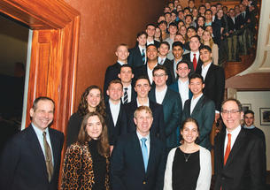 ROTC pose for photo at a presidential dinner.