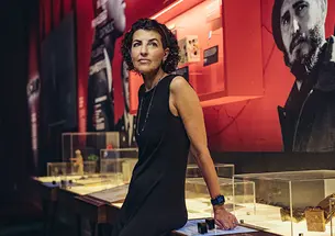 Alexis Albion ’92, photographed inside the International Spy Museum in Washington, D.C.