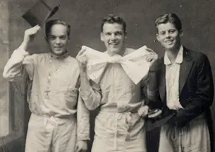 In 1935, John F. Kennedy, right, posed with Rip Horton Jr. ’39, left, and Kirk LeMoyne Billings ’39 for a Christmas card.