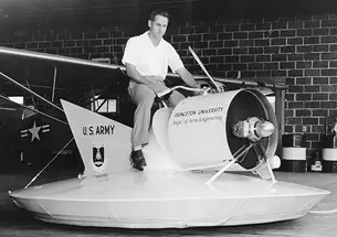 W. Barry Nixon *60 test drives the Air Scooter in 1959. 