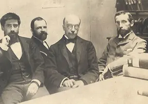 John Bach McMaster, third from left, with other history professors at Penn, about nine years after he left Princeton.