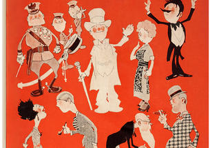 The cover of ‘The Vegetable’ from 1923, with cartoon figures of various people on an orange background.