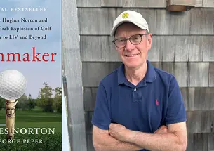 Left, the cover of 'Rainmaker'; right, photo of George Peper ’72.