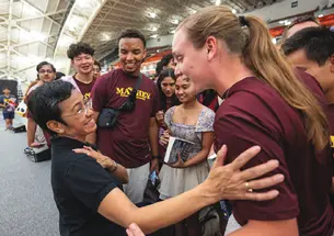 Nobel Peace Prize laureate Maria Ressa ’86 with the Class of 2027