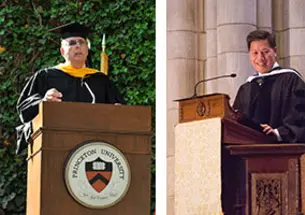 Norman Augustine â57 *59, left, and Christopher Lu â88. (Office of Communications/Mark Czajkowski [Augustine], Denise Applewhite [Lu])