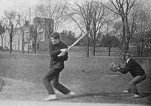 A recreational game of baseball.