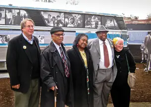 Raymond Arsenault ’69, far left, with Freedom Riders at a 50th-anniversary celebration in March.