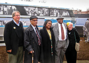 Raymond Arsenault ’69, far left, with Freedom Riders at a 50th-anniversary celebration in March.