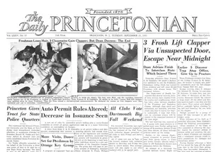 The Sept. 25, 1951, Daily Princetonian told the story of the clapper theft and stealth escape.