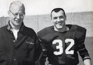 Coach Dick Colman, left, with Cosmo Iacavazzi â65 in 1964. (PAW Archives)