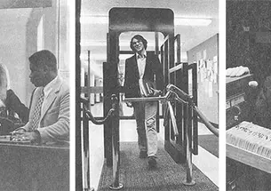 Images from PAWâs 1978 story on theft at Princeton libraries, from left: A library guard served as âa reminder to be honestâ; new security measures included electronic scanners; librarian Peter Cziffra shows tabs in the card catalog that in