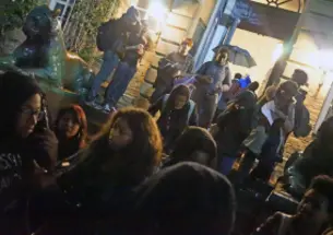 Students left Nassau Hall after reaching an agreement with administrators on the evening of Nov. 19. (Mary Hui â17)