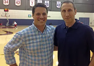 Nick Guthe â91, left, with Cleveland Cavaliers coach David Blatt â81, one of several Princeton basketball alumni featured in The Billion Dollar Game. (Courtesy Nick Guthe)