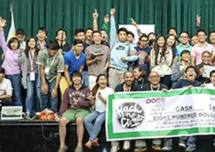 Participants gathered for a photo after the Hack the Climate awards ceremony. (Courtesy Hack the Climate, Manila/Elaine Cedillo)
