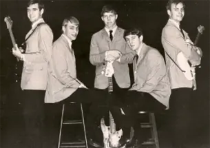 Randy Hobler â68, left, with his undergraduate bandmates Marty Faletti â68, Bill McCabe â67, Kit Hinsley â67, and Pete Stockman â68. (Courtesy Randy Hobler)