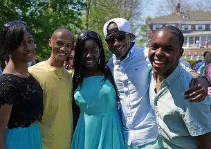 From left, Ijeoma Madubata ’15, Lorenzo Laing ’16, Sylvia Okafor ’16, Jameil Brown ’16, and Shawon Jackson ’15
