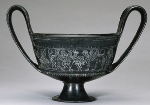 bucchero kantharos with incised decorations