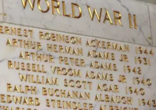 Names displayed in the Nassau Hall Memorial Atrium. (PAW)