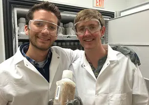 Mark Smith â09, left, and James Burgess â09. (Carolyn Edelstein â10/OpenBiome)