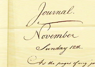 A photo illustration of John Mifflin’s journal from 1789