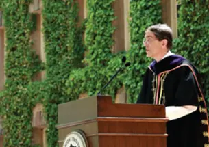 Addressing Princeton’s newest graduates during the Commencement ceremony in front of Nassau Hall.
