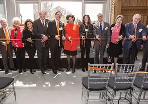 Joining me at the dedication ceremony were, from left, Lynn Bendheim Thoman ’77, James McDonnell III ’58, Libby McDonnell, Regina Kulik- Scully, John Scully ’66, Nancy Peretsman ’76, Emma Scully ’12, Robert Scully ’72, Florence Davis and Edwar