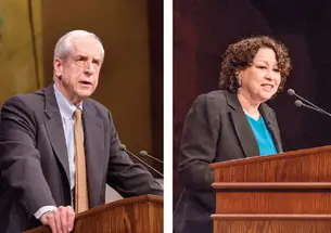 Madison Medalist Hunter Rawlings *70 (left) and Wilson Award winner Sonia Sotomayor ’76 at Alumni Day.