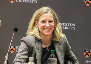 Mollie Marcoux ’91, Princeton’s new Ford Family Director of Athletics, at her introductory press conference.