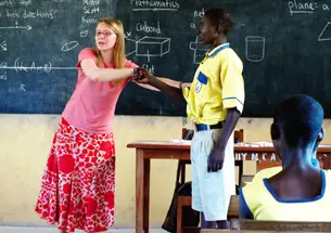 Bridge Year participant Jessica Haley ’14 at work in a rural Ghanaian classroom.