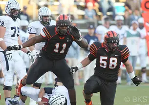 Caraun Reid â14, left, made an impression on Ivy League quarterbacks. Heâs hoping to do the same in the NFL. (Beverly Schaefer)