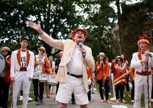Tom Meeker ’56 teaches the locomotive in 2012.