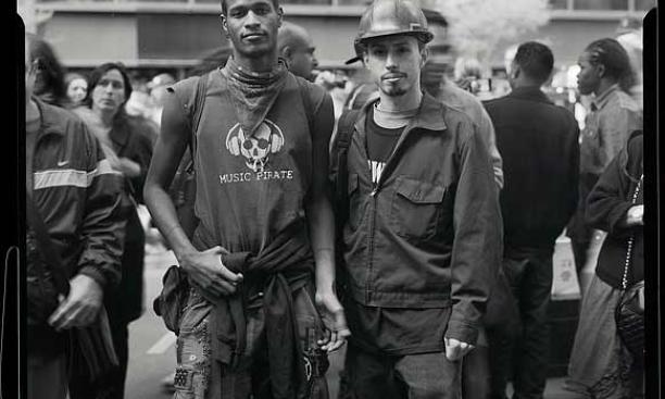 Malcolm Nokizaru, left, with another protester. (Photos © Accra Shepp '84) 
