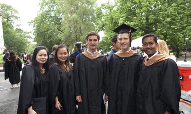 Master’s in finance degree recipients were, from left, Hui Fang Lee *09, Sze Ing (Celine) Tan *09, Jean Boyer *09, Christian Stassen *09, and Faisal Ahmed *09.