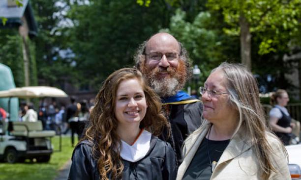 Professor William Bialeck with his daughter, Fannie ’09, and his wife, Charlotte.