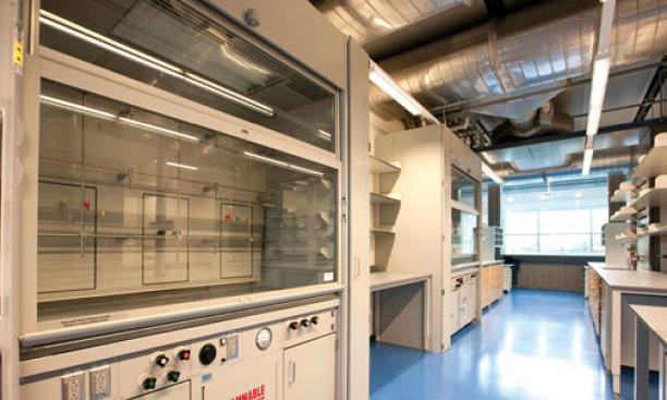 One of the high-efficiency fume hoods in the research labs.