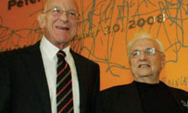 Peter B. Lewis ’55, left, and Frank Gehry