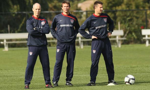 Bob Bradley ’80, left, had Marsch at his side as an assistant coach in 2010 when the U.S. men’s national team
