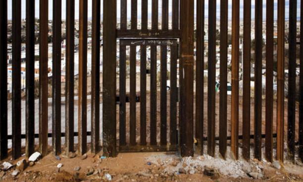 U.S.-Mexico border fence in Nogales, Mexico: a view from the Mexican side.