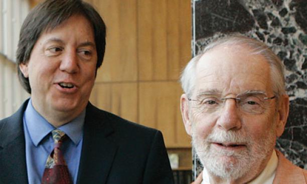Joel Achenbach, left, with John McPhee at Reunions in 2013.