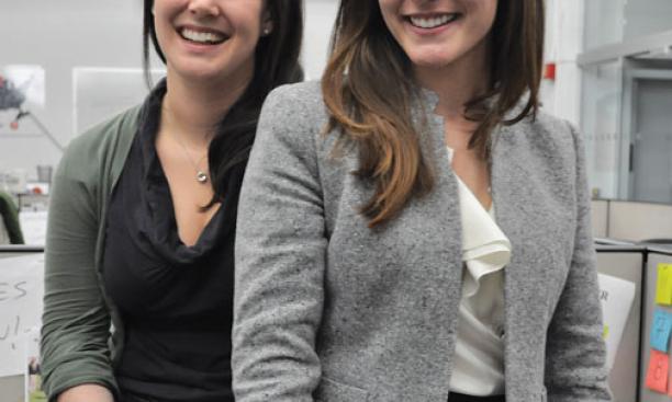 Catharine Bellinger ’12, left, and Alexis Morin ’12 in the New York office of Students for Education Reform.