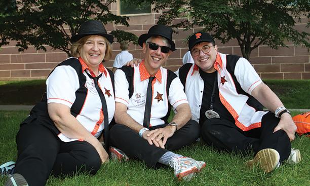From left: Pat Kuntz Falcone ’74;  her husband, Roger Falcone ’74; and  Ron Krauss ’74 at Reunions 2009.