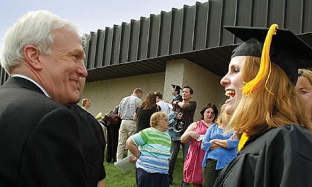 Willoughby attends Giese’s college graduation in 2011, more than six years after they first met.