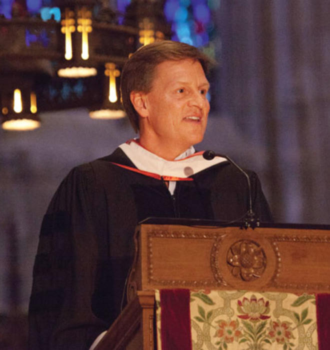 Author Michael Lewis ’82 - Baccalaureate speaker, who acknowledged the role luck has played in his life:  “Life’s outcomes, while not entirely random, have a huge amount of luck baked into them. Above all, recognize that if you have had success, you