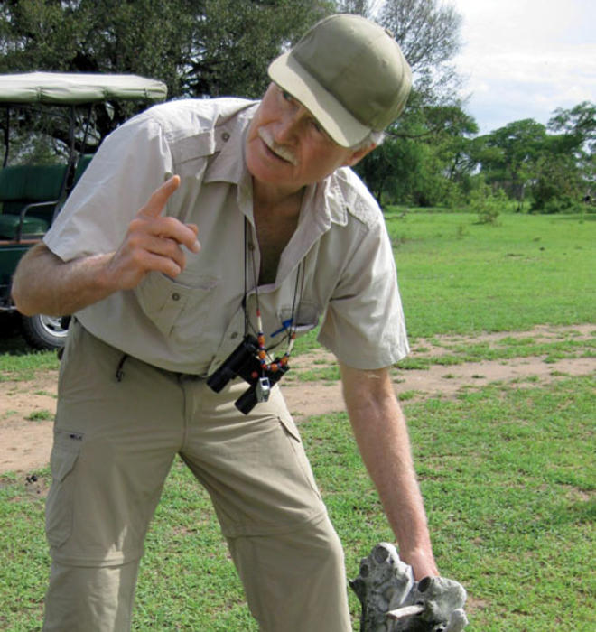 In the field in East Africa, Jenkins ­discusses evolutionary traits of the hippopotamus. The undated photo was taken within the last few years.