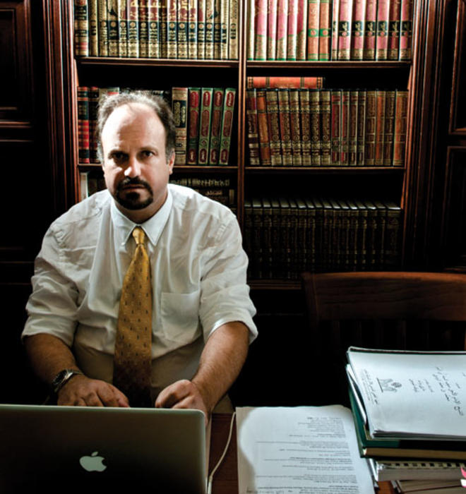Bernard Haykel works in his office in Jones Hall.