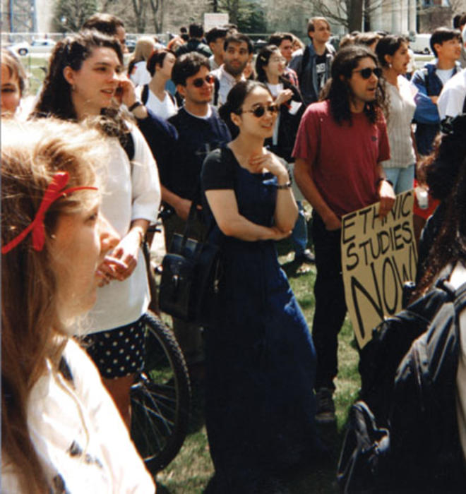  In April 1995, students demonstrated inside and outside Nassau Hall in support of ethnic-studies courses, including courses in Asian-American studies. 