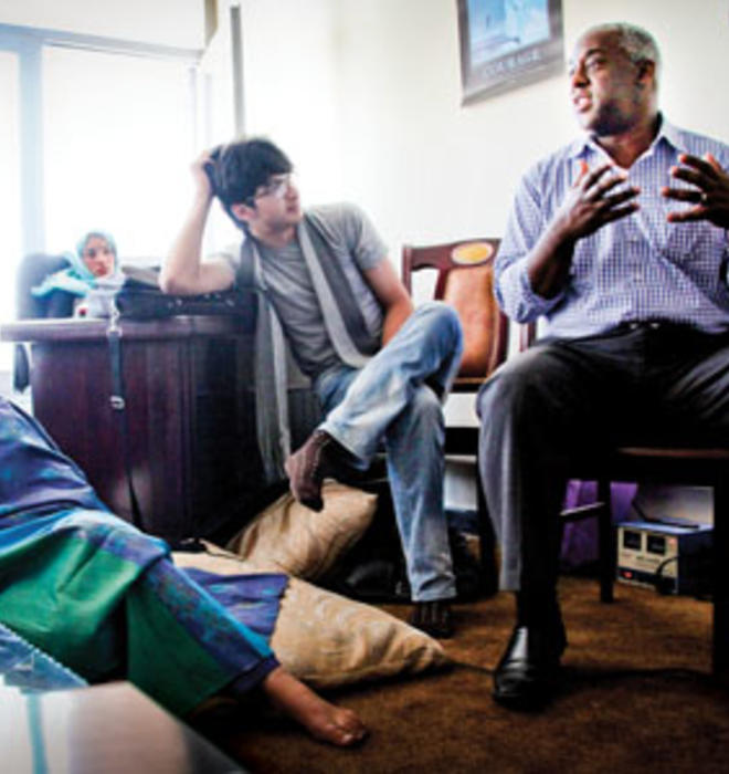 James Blue 91, far right, with Afghan students.