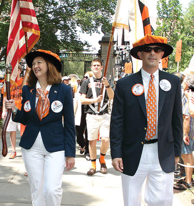 Grand marshal Jean Telljohann ’81 with next year’s grand marshal, Daniel Lopresti *87